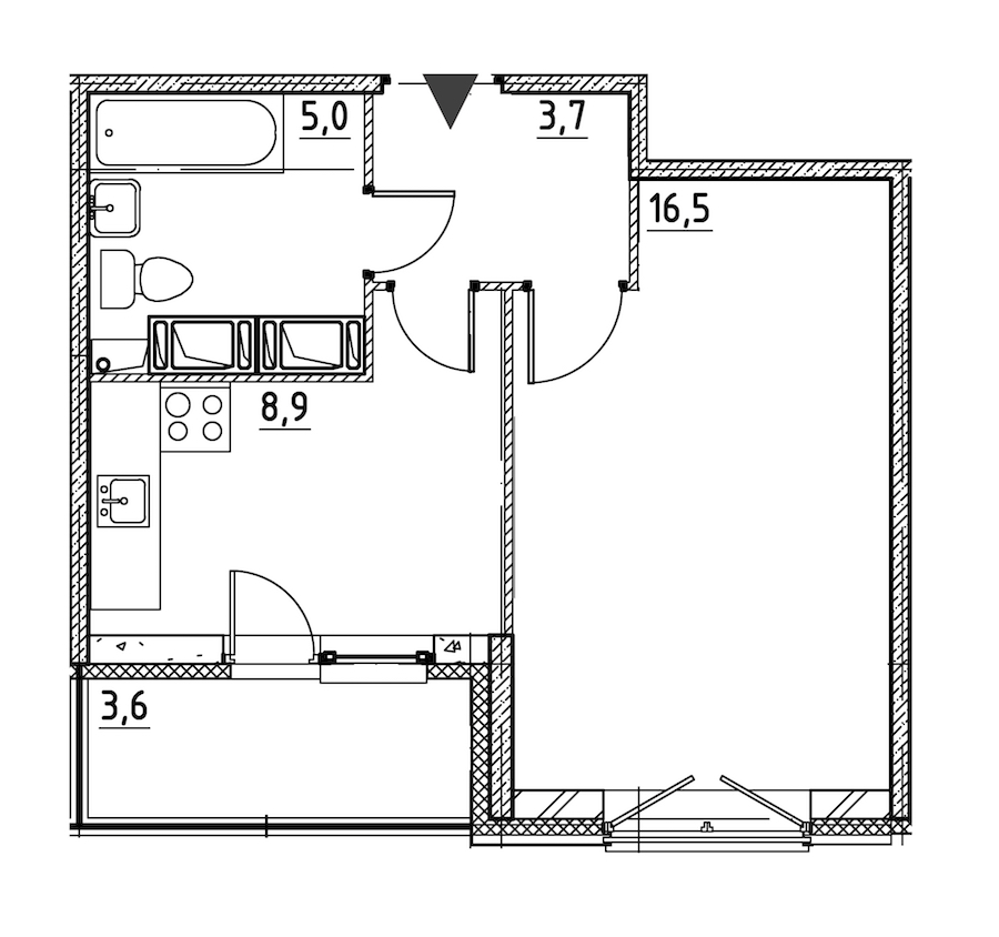 1-комнатная квартира 36.3 м², 7/12 эт., ЖК «Квартал Che»